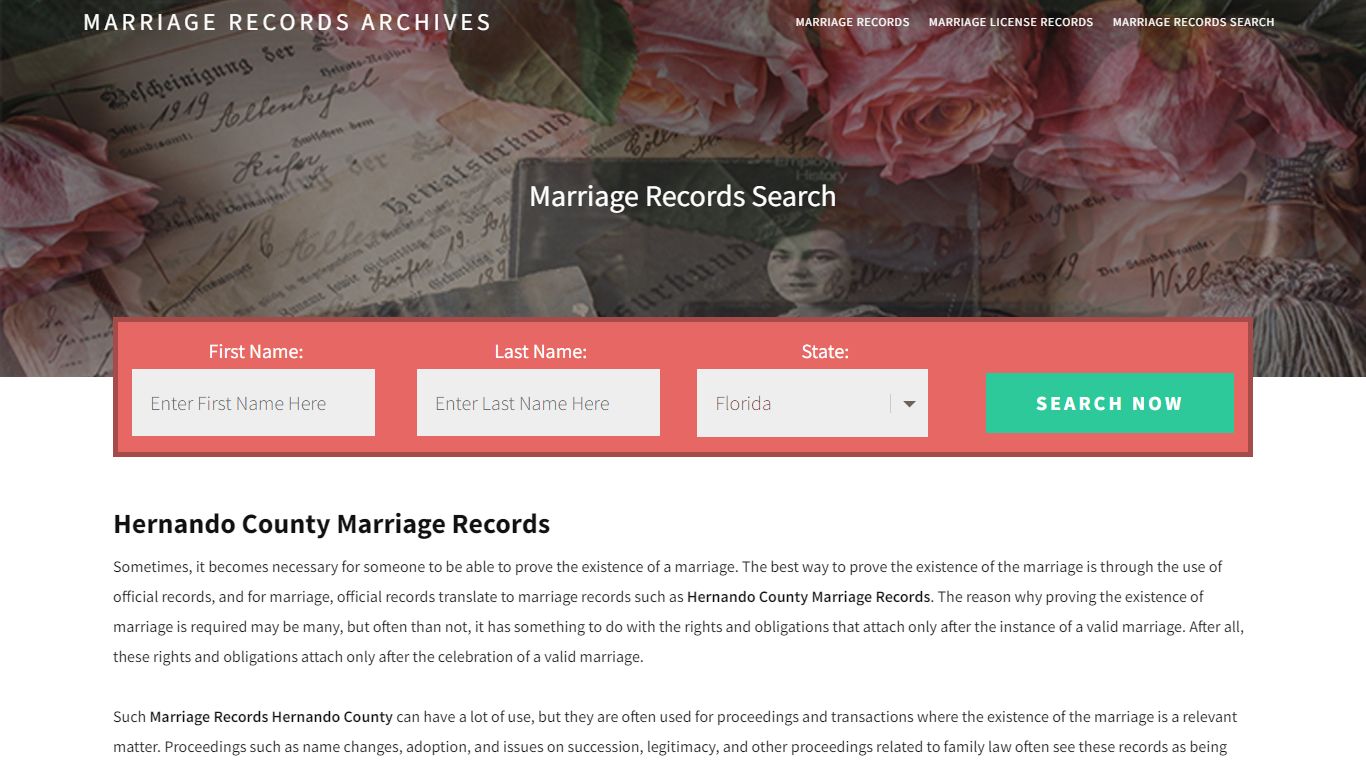 Hernando County Marriage Records | Enter Name and Search